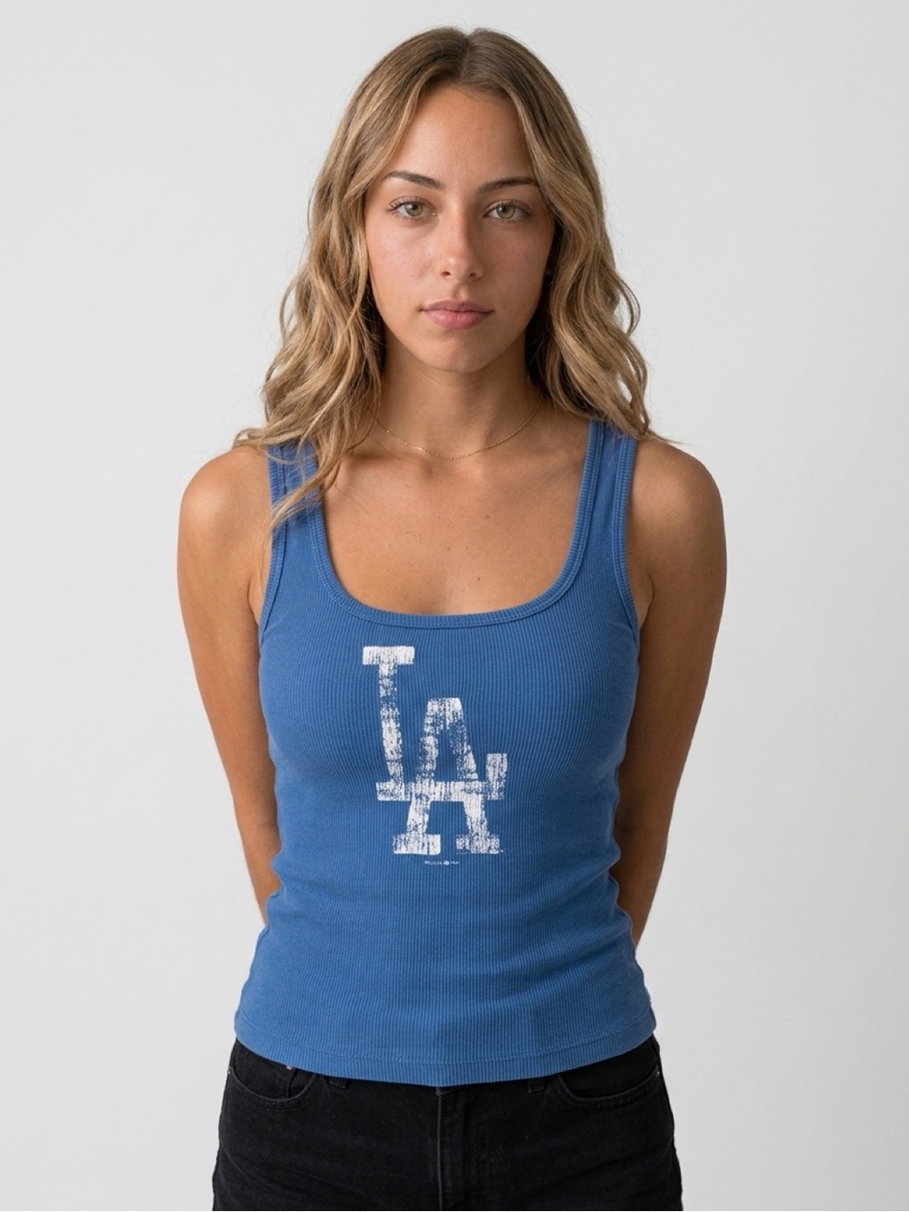 Blue Ribbed LA Dodgers Tank Top